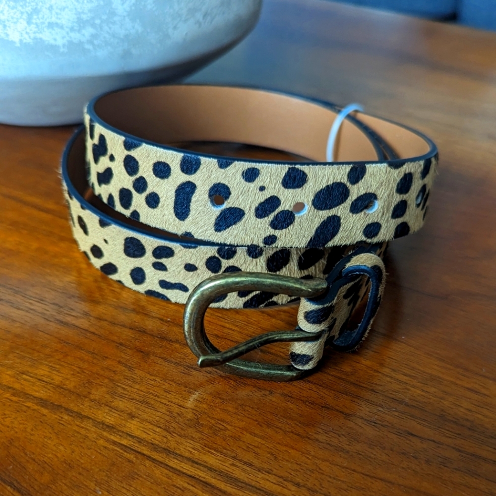 Leather Leopard print belt